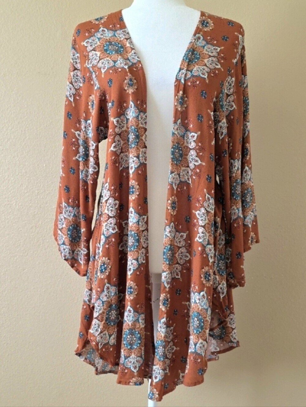 Torrid Womens Brown Boho Floral Printed Cardigan - Size Medium